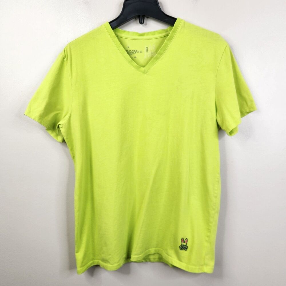 Psycho Bunny Mens Short Sleeve V-Neck Cotton Spandex Blend Logo Tee Medium